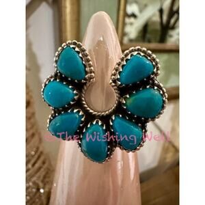 Kingman Turquoise Naja Sterling Silver Ring Size 10.5